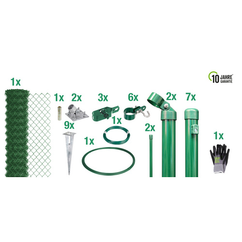 Thumbnail - Gust. Alberts GmbH & Co. KG Set Maschendrahtzaun mit Bodenhülse, Breite: 1500cm, grün - gruen