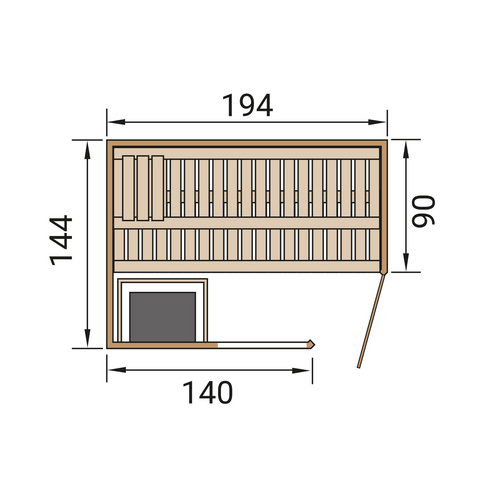 Thumbnail - WEKA Ecksauna »VARBERG 1«, 4 Personen, inkl. 4,5 kW Ofen mit externer Steuerung - braun