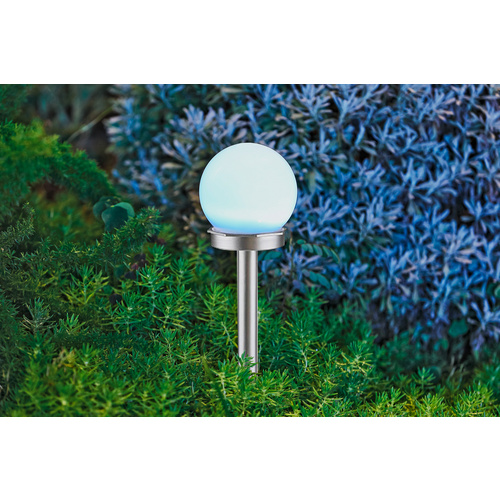 Thumbnail - CASAYA LED-Solarkugelleuchte »Marla Mini«, ØxH: 10 x 30 cm, kaltweiß, silber/weiß, 3er-Set - silberfarben