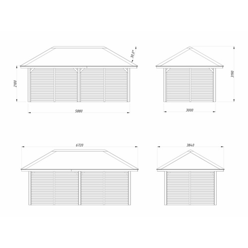 Thumbnail - PALMAKO Pavillon »Bianca Set 109«, BxHxT: 588 x 319 x 300 cm, naturbelassen - braun