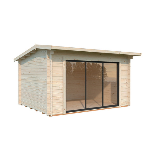 PALMAKO Ferienhaus »Ines Slide Plus«, B x H x L:  390 x 250 x 300 cm, naturbelassen, unbehandelt - braun |  Holz  |  11,1 m²