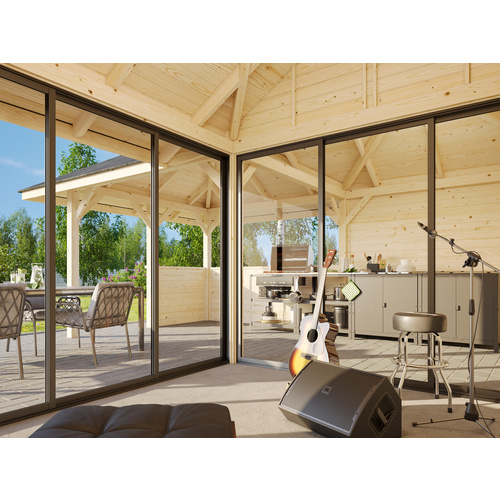 Thumbnail - PALMAKO Pavillon »Bianca«, Aufstellmaße BxTxH: 672 x 672 x 319 cm, unbehandelt, Holz - braun