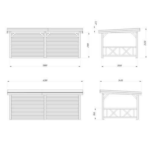 Thumbnail - PALMAKO Pavillon »Lenna Set 308«, BxHxT: 588 x 245 x 300 cm, transparent tauchgrundiert - braun