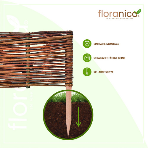 Thumbnail - Floranica Beeteinfassung, aus Weide 10cm x 100cm - braun