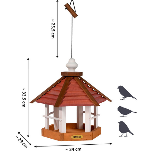 Thumbnail - DOBAR Vogelhaus »Herbstfrüchte«, 6-eckig, hängend - braun | rot | weiss