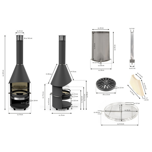 asado Gartenkamin »Fuego  70«, BxHxT: 70 x 225 x 70 cm, schwarz (Rabatt: 25 %)