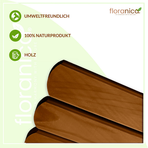 Thumbnail - Floranica Beeteinfassung, Rollborder Flexibler Holzzaun 200 x 40 cm Braun