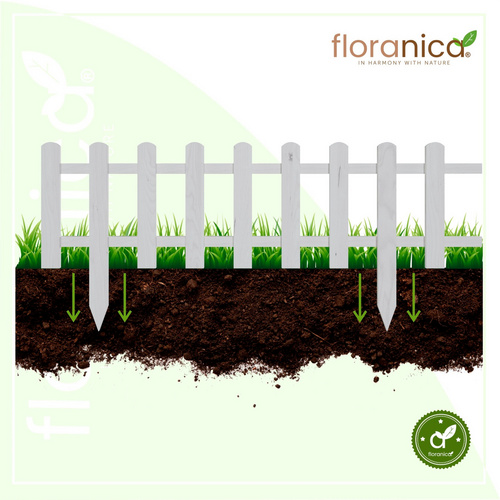 Thumbnail - Floranica Gartenzaun, Steckzaun zum Abgrenzen 1 STK 104cm Höhe 20cm Weiß - gruen