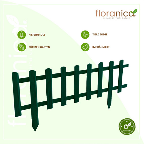 Thumbnail - Floranica Gartenzaun, Steckzaun zum Abgrenzen 1 STK 104cm Höhe 40cm Grün - gruen