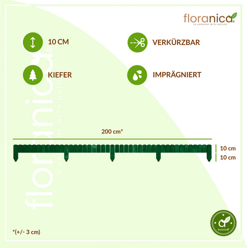 Thumbnail - Floranica Beeteinfassung, Rollborder Flexibler Holzzaun 200 x 10 cm Grün - gruen