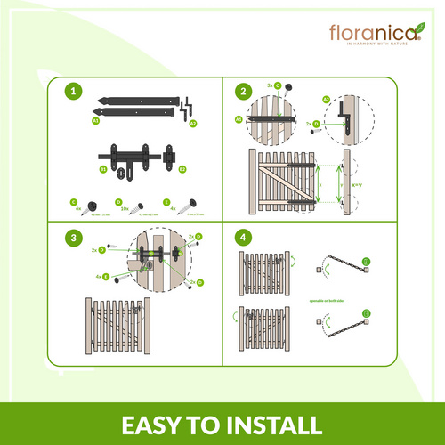 Thumbnail - Floranica Gartentor, aus Haselnussholz, 80 cm x 100 cm, inklusive Zubehör - braun