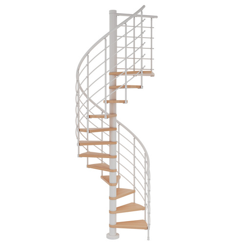 Dolle Weiß Spindeltreppe Oslo Ø140cm Mit 252-276Cm Geschosshöhe 11 Stufen 1 Podest Buche Lackiert Geländer Mitlaufende Kunststoffstäbe - Image 3