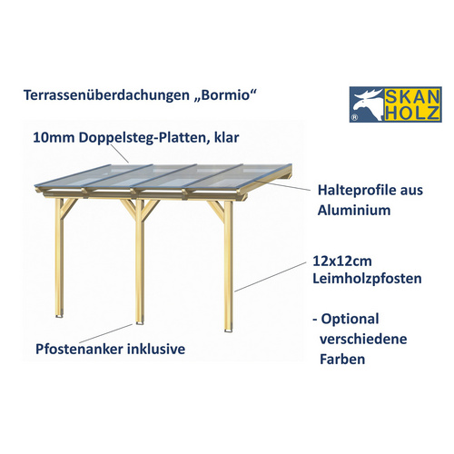 Thumbnail - SKANHOLZ Terrassendach »Bormio«, 541 x 400 cm (BxT), Leimholz, anthrazit - grau | schwarz