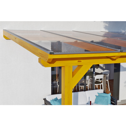 Thumbnail - SKANHOLZ Terrassendach »Bormio«, 434 x 350 cm (BxT), Leimholz, eiche hell - beige | braun