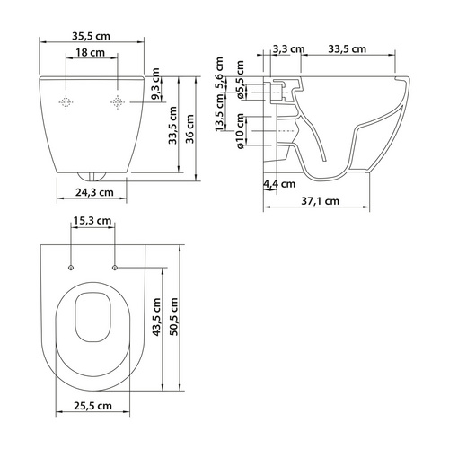 Thumbnail - SCHÖNER WOHNEN KOLLEKTION WC »Antus«, BxHxT: 35,5 x 36 x 50,5 cm, Keramik, mattschwarz