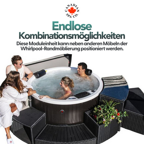 Thumbnail - Canadian Spa Whirlpool Bar-Glastisch, 112 x 50 x 72 cm, Randmöblierung für runde Whirlpools - schwarz