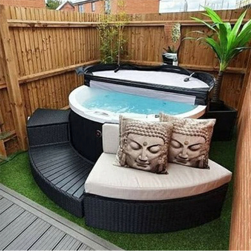 Thumbnail - Canadian Spa Whirlpool Bar-Glastisch, 112 x 50 x 72 cm, Randmöblierung für runde Whirlpools - schwarz