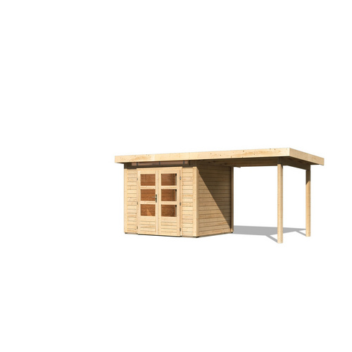 KARIBU Ferienhaus »Haby A«, Außenmaß (BxHxT): 445 x 222 x 203 cm, naturbelassen/weiß - braun |  Fichte  |  4,5 m²