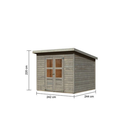 KARIBU Gartenhaus »Merseburg 6«, BxHxT: 268 x 219 x 240 cm (Außenmaße inkl. Dachüberstand), Wandstärke 14 mm - grau |  Fichte  |  5,74 m²