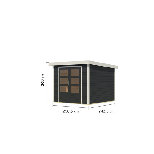 KARIBU Gartenhaus »Osterby 3,5 C«, BxHxT: 266 x 209 x 242 cm (Außenmaße inkl. Dachüberstand), Wandstärke 19 mm - grau |  Fichte  |  5,76 m²