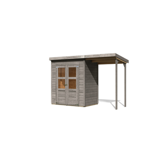 KARIBU Gartenhaus »Merseburg 2«, BxHxT: 330 x 219 x 122 cm (Außenmaße inkl. Dachüberstand), Wandstärke 14 mm - grau |  Fichte  |  2,2 m²