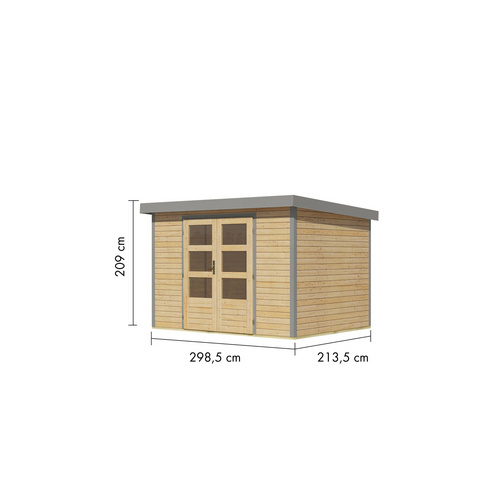 KARIBU Gartenhaus »Osterby 4 A«, BxHxT: 322,5 x 209 x 213 cm (Außenmaße inkl. Dachüberstand), Wandstärke 19 mm - braun |  Fichte  |  6,35 m²