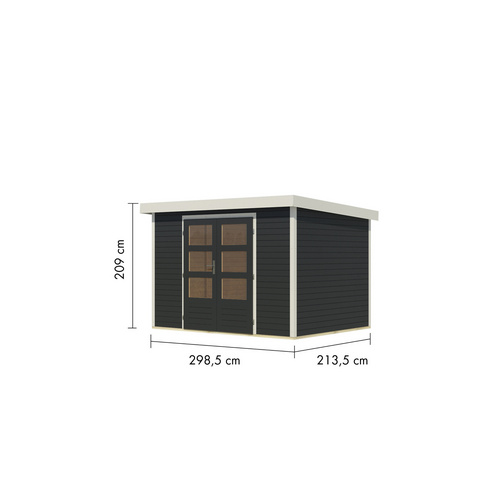 KARIBU Gartenhaus »Osterby 4 C«, BxHxT: 322,5 x 209 x 213 cm (Außenmaße inkl. Dachüberstand), Wandstärke 19 mm - grau |  Fichte  |  6,35 m²