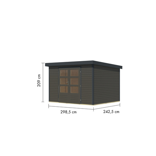 KARIBU Gartenhaus »Osterby 5 B«, BxHxT: 320,5 x 209 x 242 cm (Außenmaße inkl. Dachüberstand), Wandstärke 19 mm - grau |  Fichte  |  7,21 m²