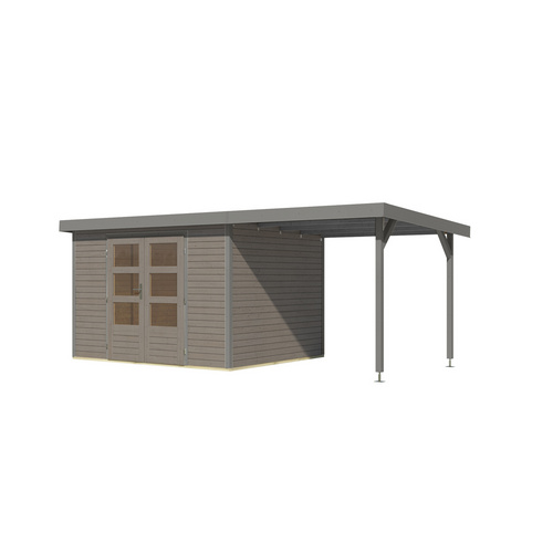 KARIBU Gartenhaus »Osterby 5 D«, BxHxT: 536 x 209 x 242 cm (Außenmaße inkl. Dachüberstand), Wandstärke 19 mm - grau |  Fichte  |  7,21 m²