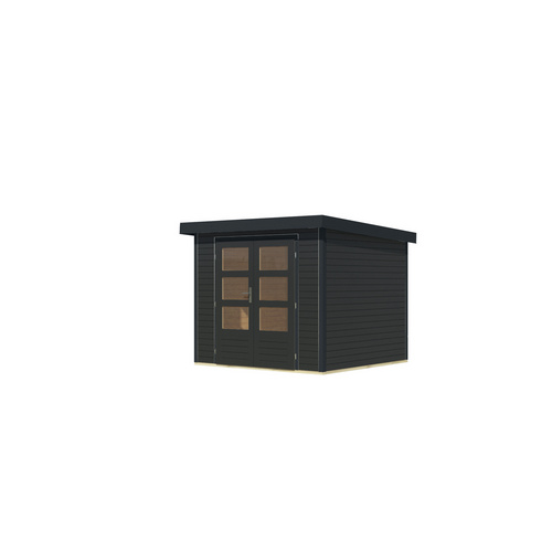 KARIBU Gartenhaus »Osterby 3 C«, BxHxT: 272,5 x 209 x 213 cm (Außenmaße inkl. Dachüberstand), Wandstärke 19 mm - grau |  Fichte  |  5,05 m²