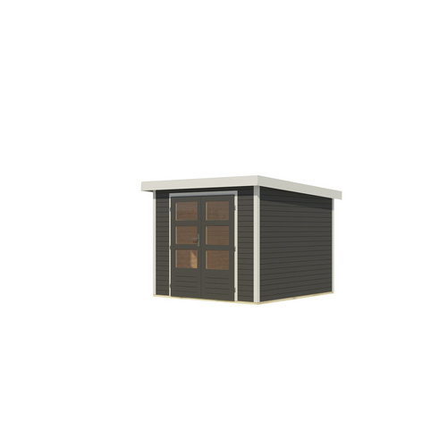 KARIBU Gartenhaus »Osterby 3,5 B«, BxHxT: 266,5 x 209 x 242 cm (Außenmaße inkl. Dachüberstand), Wandstärke 19 mm - grau |  Fichte  |  5,76 m²