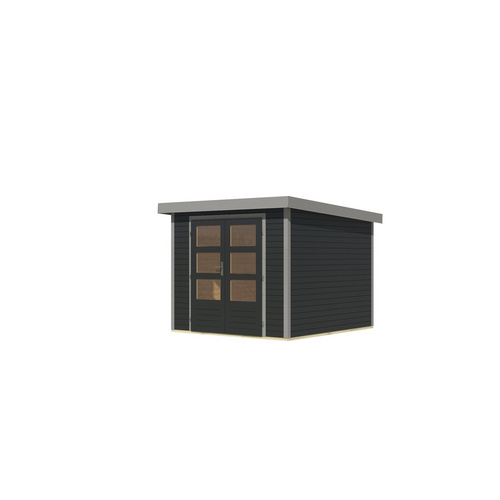 KARIBU Gartenhaus »Osterby 3,5 C«, BxHxT: 266,5 x 209 x 242 cm (Außenmaße inkl. Dachüberstand), Wandstärke 19 mm - grau |  Fichte  |  5,76 m²