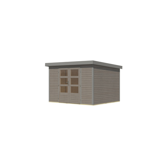 KARIBU Gartenhaus »Osterby 5 D«, BxHxT: 320,5 x 209 x 242 cm (Außenmaße inkl. Dachüberstand), Wandstärke 19 mm - grau |  Fichte  |  7,21 m²