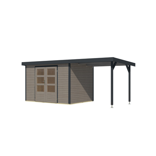 Thumbnail - KARIBU Gartenhaus »Osterby 4 D«, BxHxT: 538 x 209 x 213 cm (Außenmaße inkl. Dachüberstand), Wandstärke 19 mm - grau