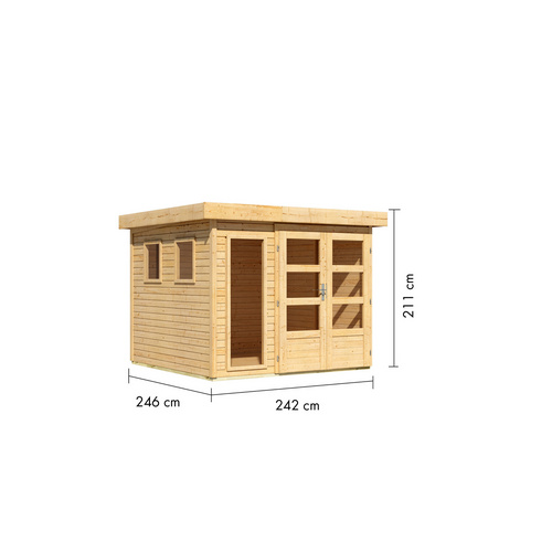 KARIBU Gartenhaus »Lahar 3,5«, BxHxT: 270 x 211 x 242 cm (Außenmaße inkl. Dachüberstand), Wandstärke 19 mm - braun |  Fichte  |  5,76 m²