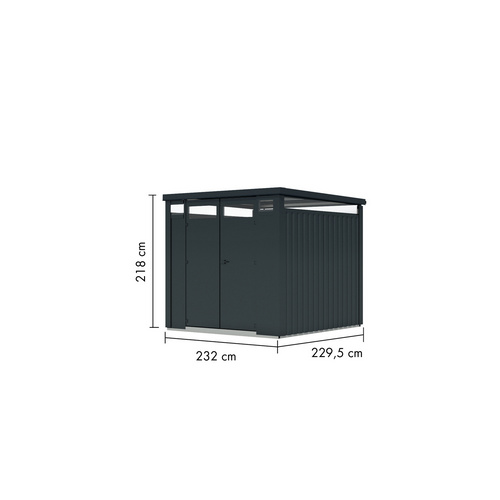 KARIBU Gartenhaus »Osten 2«, BxHxT: 236 x 218 x 11 cm, (Außenmaße inkl. Dachüberstand), Wandstärke 0,5 mm - grau