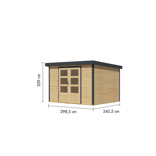 KARIBU Gartenhaus »Osterby 5 A«, BxHxT: 320,5 x 209 x 242 cm (Außenmaße inkl. Dachüberstand), Wandstärke 19 mm - braun |  Fichte  |  7,21 m²