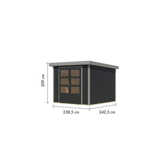 KARIBU Gartenhaus »Osterby 3,5 C«, BxHxT: 266,5 x 209 x 242 cm (Außenmaße inkl. Dachüberstand), Wandstärke 19 mm - grau |  Fichte  |  5,76 m²