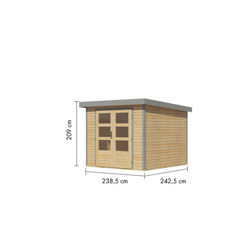 KARIBU Gartenhaus »Osterby 3,5 A«, BxHxT: 266 x 209 x 242 cm (Außenmaße inkl. Dachüberstand), Wandstärke 19 mm - braun |  Fichte  |  5,76 m²