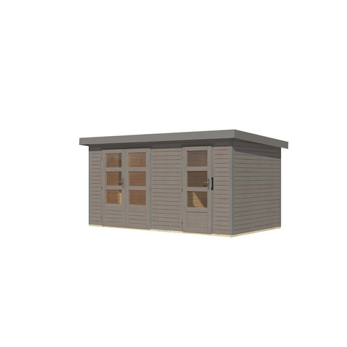 KARIBU Gartenhaus »Merkur D«, BxHxT: 432,5 x 209 x 213 cm (Außenmaße inkl. Dachüberstand), Wandstärke 19 mm - grau |  Fichte  |  8,52 m²