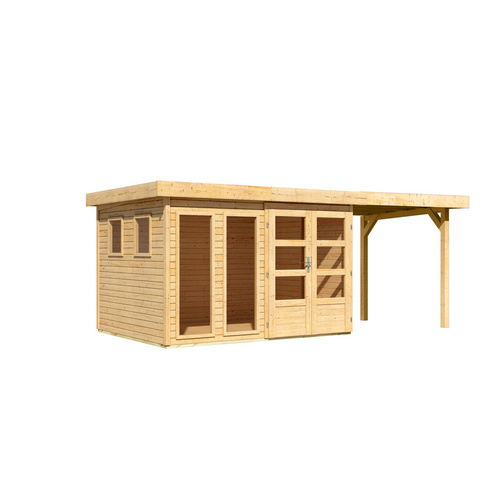 KARIBU Gartenhaus »Lahar 5«, BxHxT: 556 x 211 x 242 cm (Außenmaße inkl. Dachüberstand), Wandstärke 19 mm - braun |  Fichte  |  7,21 m²