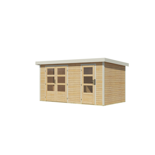 KARIBU Gartenhaus »Merkur A«, BxHxT: 432 x 209 x 213 cm (Außenmaße inkl. Dachüberstand), Wandstärke 19 mm - braun |  Fichte  |  8,52 m²