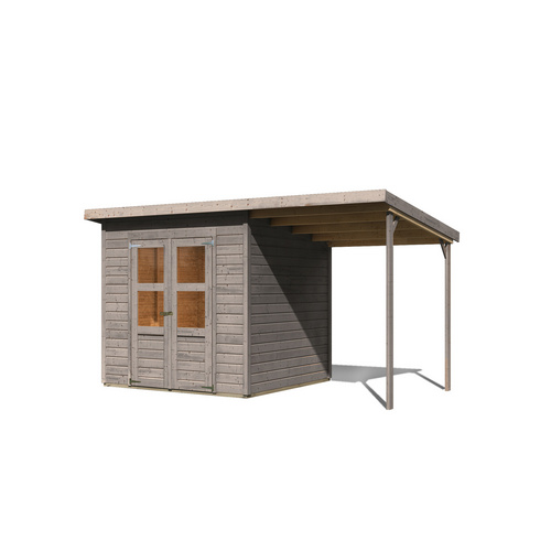 KARIBU Gartenhaus »Merseburg 4«, BxHxT: 402 x 219 x 210 cm (Außenmaße inkl. Dachüberstand), Wandstärke 14 mm - grau |  Fichte  |  4,39 m²