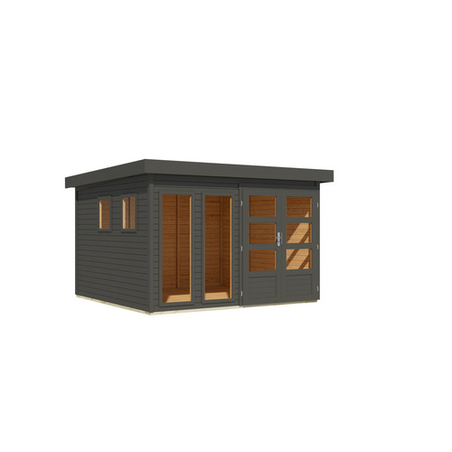 KARIBU Gartenhaus »Lahar 6«, BxHxT: 338 x 216 x 302 cm (Außenmaße inkl. Dachüberstand), Wandstärke 19 mm - grau |  Fichte  |  9 m²