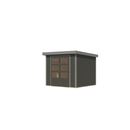 KARIBU Gartenhaus »Osterby 3 B«, BxHxT: 272,5 x 209 x 213 cm (Außenmaße inkl. Dachüberstand), Wandstärke 19 mm - grau |  Fichte  |  5,05 m²