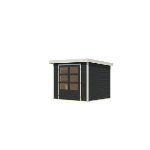KARIBU Gartenhaus »Osterby 3 C«, BxHxT: 272,5 x 209 x 213 cm (Außenmaße inkl. Dachüberstand), Wandstärke 19 mm - grau |  Fichte  |  5,05 m²