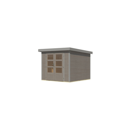 Thumbnail - KARIBU Gartenhaus »Osterby 3,5 D«, BxHxT: 266,5 x 209 x 242 cm (Außenmaße inkl. Dachüberstand), Wandstärke 19 mm - grau