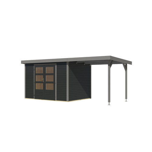 KARIBU Gartenhaus »Osterby 4 C«, BxHxT: 538,5 x 209 x 213 cm (Außenmaße inkl. Dachüberstand), Wandstärke 19 mm - grau |  Fichte  |  6,35 m²