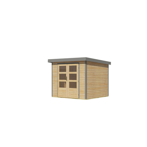 KARIBU Ferienhaus »Osterby 3 A«, BxHxT: 272,5 x 209 x 213 cm (Außenmaße inkl. Dachüberstand), Wandstärke 19 mm - braun |  Fichte  |  5,05 m²