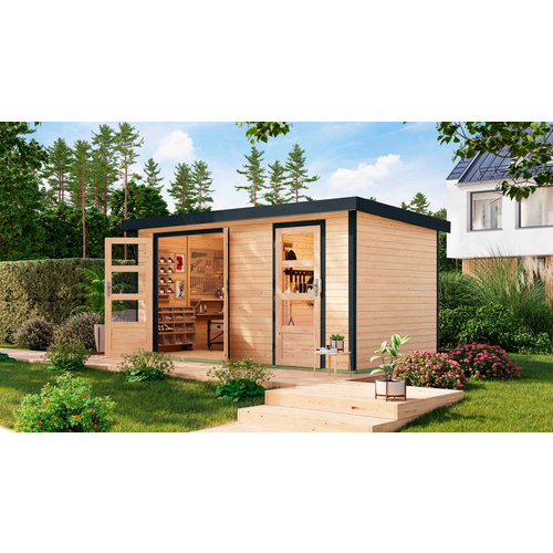 KARIBU Gartenhaus »Merkur A«, BxHxT: 432 x 209 x 213 cm (Außenmaße inkl. Dachüberstand), Wandstärke 19 mm - braun | Fichte | 8,52 m² KARIBU Gartenhaus »Merkur A«, BxHxT: 432 x 209 x 213 cm (Außenmaße inkl. Dachüberstand), Wandstärke 19 mm - braun | Fichte | 8,52 m²